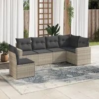 Set Divano da Giardino 6pz con Cuscini Grigio Chiaro Polyrattan 3219022