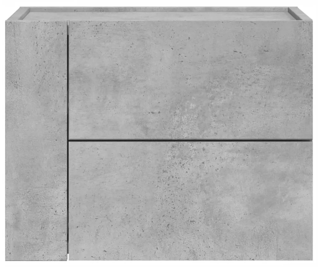 Comodini a muro 2 pz grigio cemento 45x30x35 cm