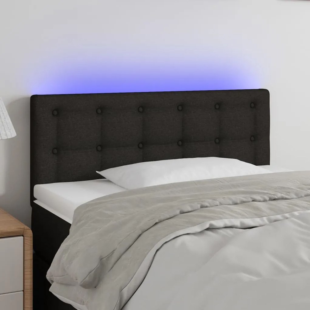 Testiera A Led Nera 80x5x78/88 Cm İn Tessuto /