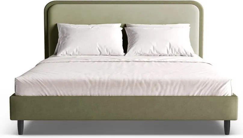 Letto matrimoniale imbottito verde con rete inclusa 160x200 cm Aveline – Micadoni