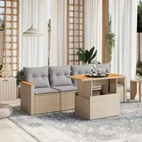 Set Divano da Giardino 5 pz con Cuscini Beige in Polyrattan 3272956