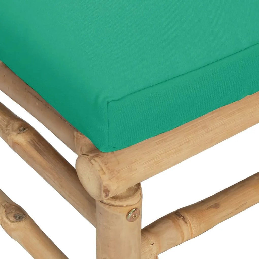 Poggiapiedi da giardino con cuscino verde in bambù
