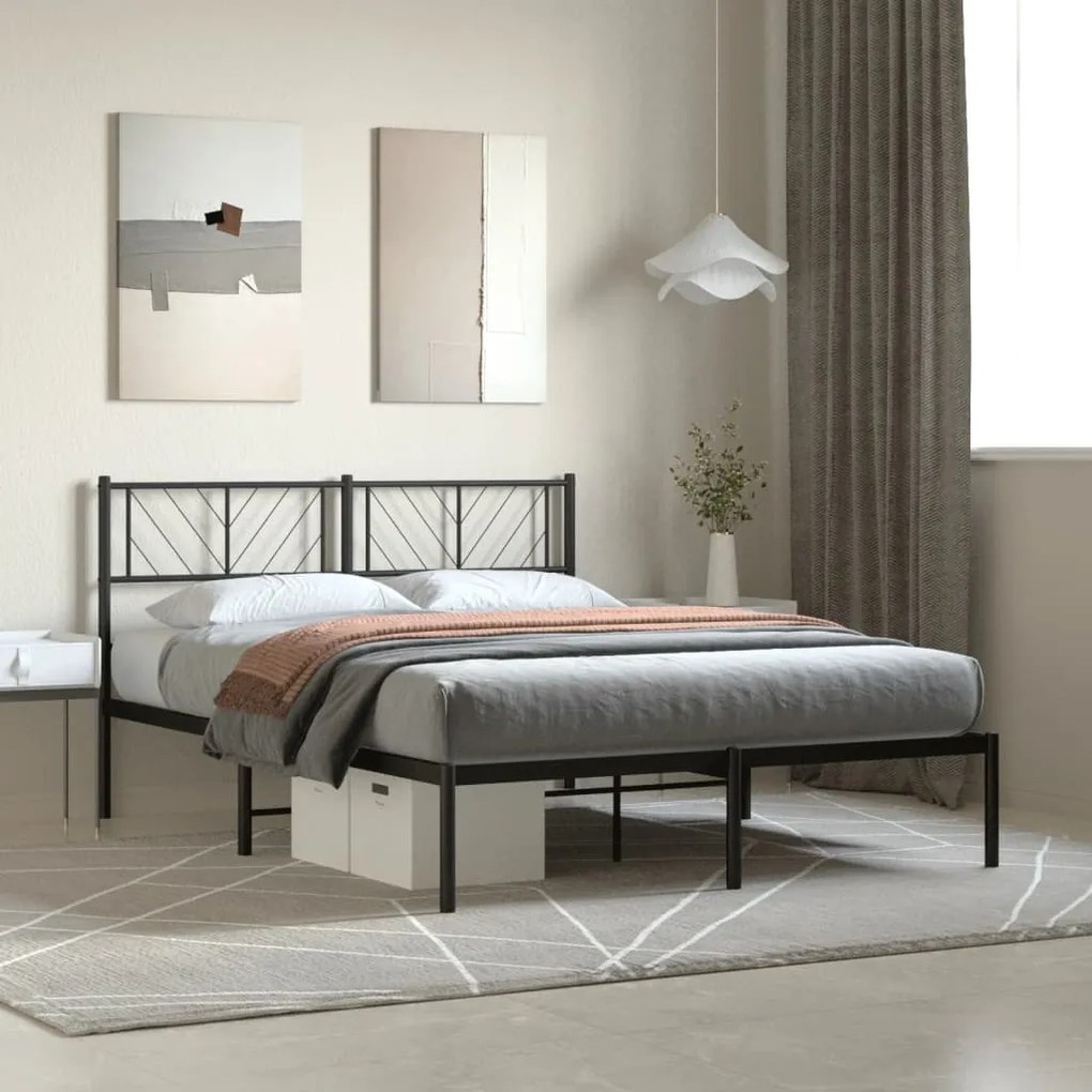 Giroletto Con Testiera İn Metallo Nero 160x200 Cm /