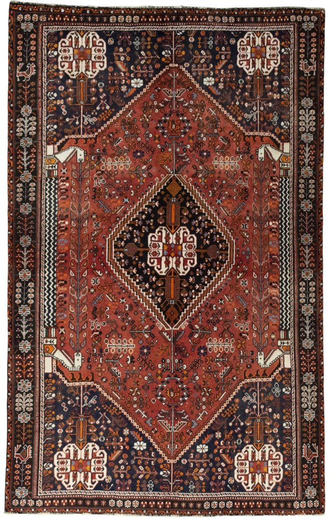 Shiraz Tappeto persiano 240x150 Rosso (Iran) Annodato A Mano