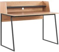 Scrivania da ufficio in legno chiaro con piano in derivati del legno Nero 120 x 59 cm con ripiano in acciaio