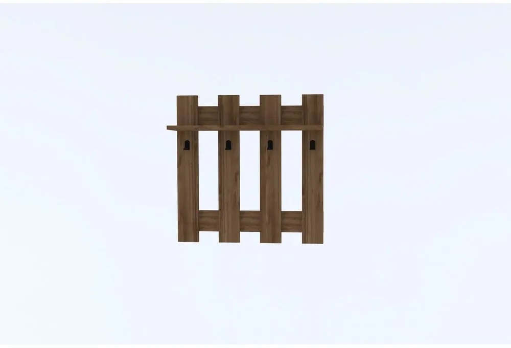 Mensola da parete marrone scuro con 4 appendini Carina - Puqa Design