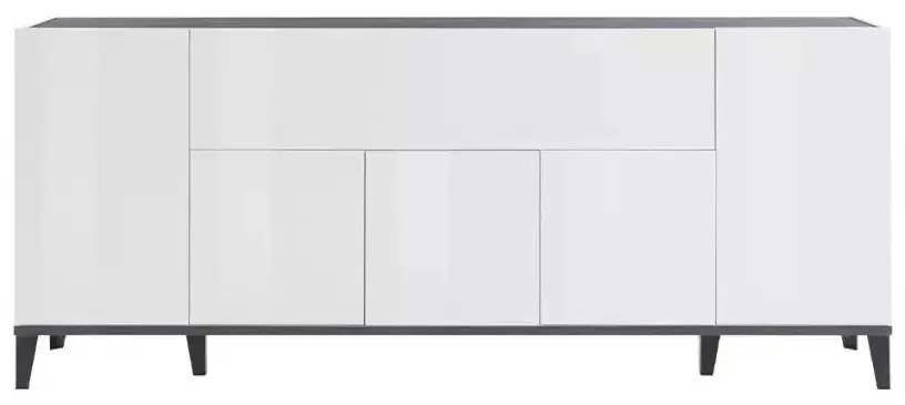 Credenza Sunrise 4 Ante + 1 Vano a Ribalta 200 Bianco Lucido