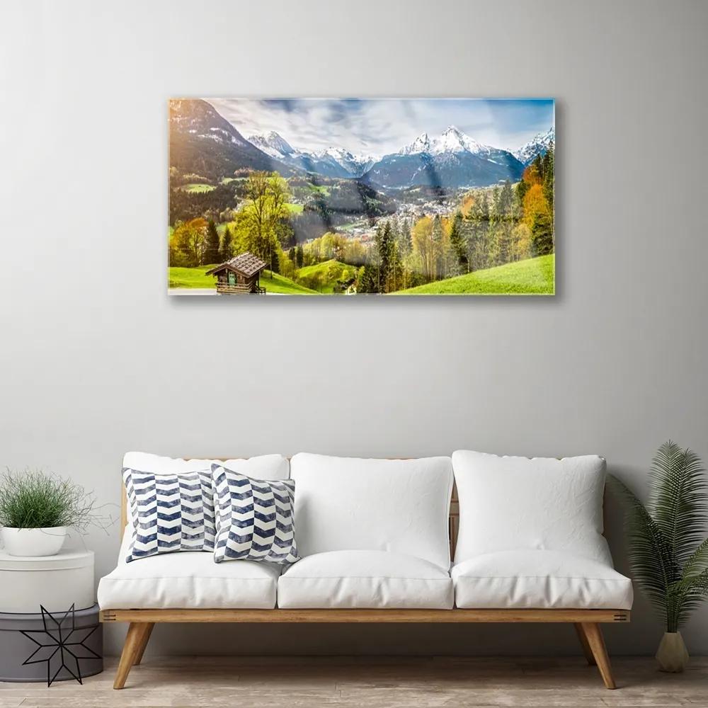 Quadro in vetro Paesaggio delle Alpi 100x50 cm