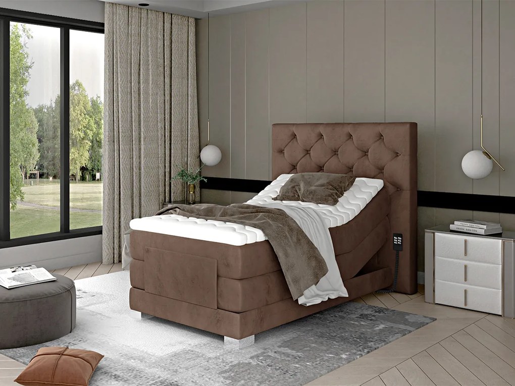 Letto motorizzato singolo boxspring Tokyo - Tessuto beige