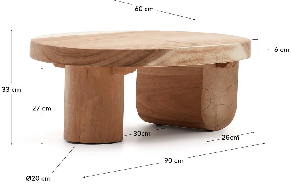 Kave Home - Tavolino da Salotto Mosi in legno massiccio di mungur Ã˜ 90 x 60 cm