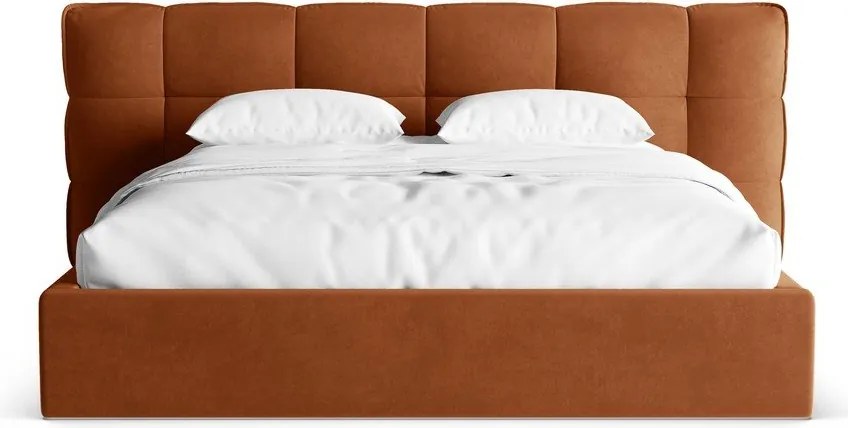 Letto matrimoniale imbottito color terracotta con contenitore con rete inclusa 200x200 cm Eric – Micadoni