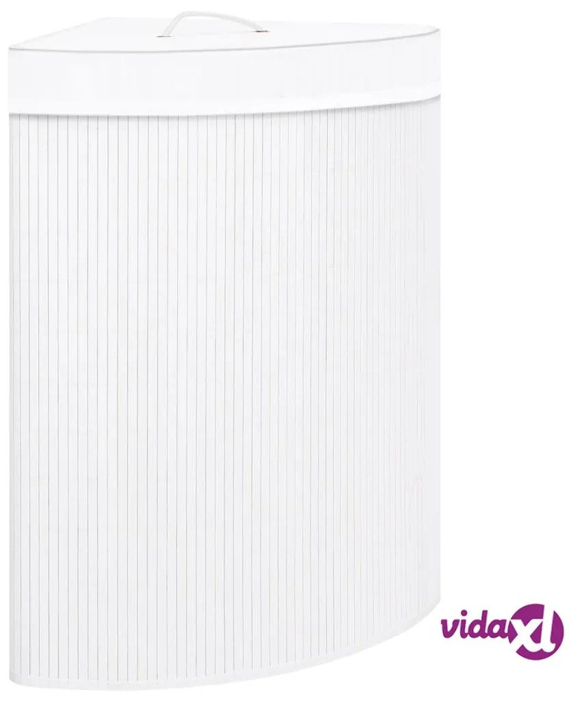 vidaXL Cesto Portabiancheria Angolare in Bambù Bianco 60 L