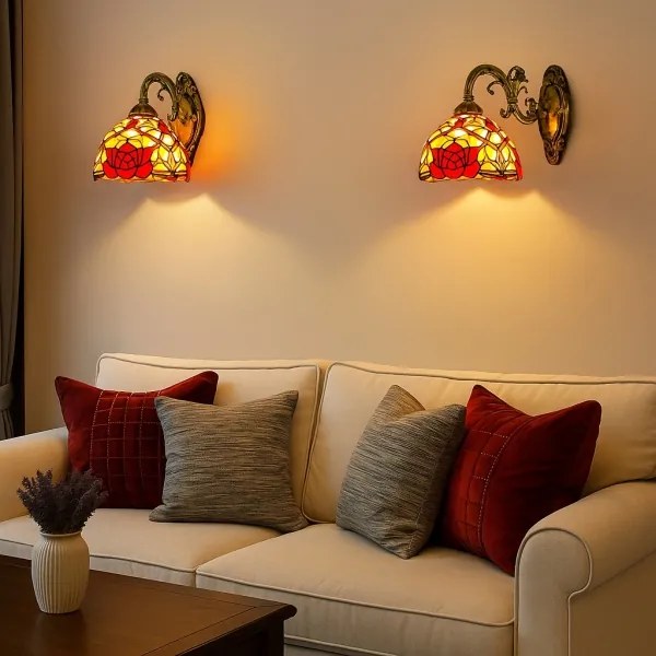 Brilagi - Lampada da parete in stile Tiffany con vetri colorati GARLAN 1xE27/40W/230V