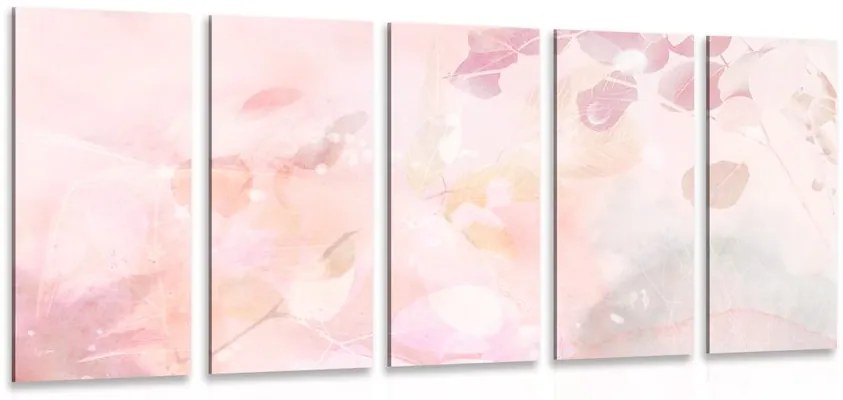 Quadri 5 pezzi – Foglie autunnali in sfumature rosa