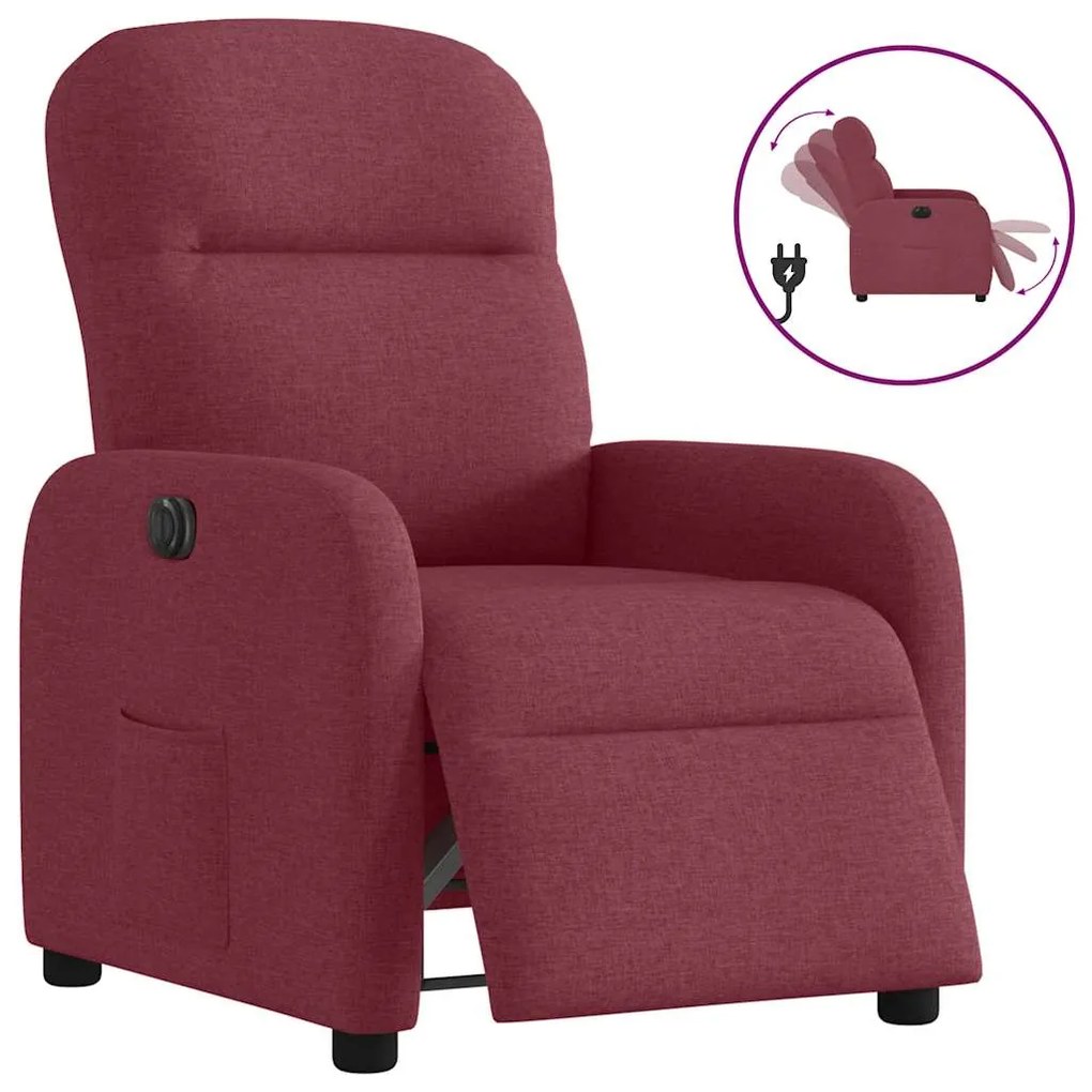 Poltrona Elettrica Reclinabile Rosso Vino İn Tessuto /