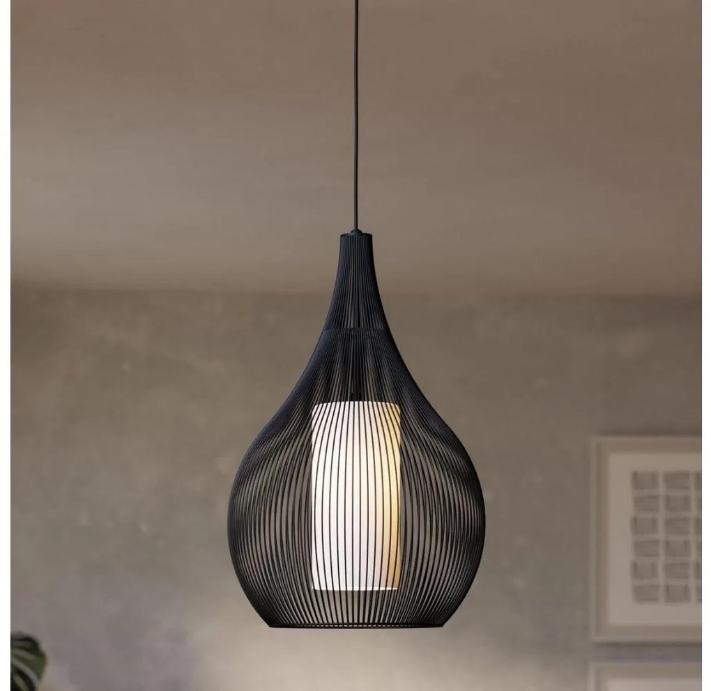 Eglo 900828 - Lampadario a sospensione con filo RAZONI 1xE27/40W/230V nero