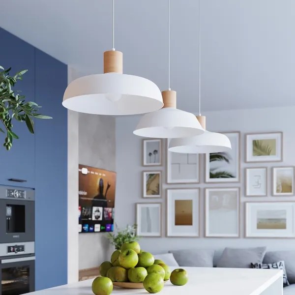 Sollux SL.1321 - Lampadario a sospensione con filo FANO 1xE27/15W/230V diametro 34 cm bianco