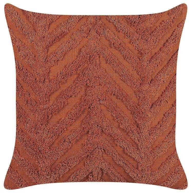 Cuscino cotone trapuntato arancione 45 x 45 cm LEWISIA Beliani