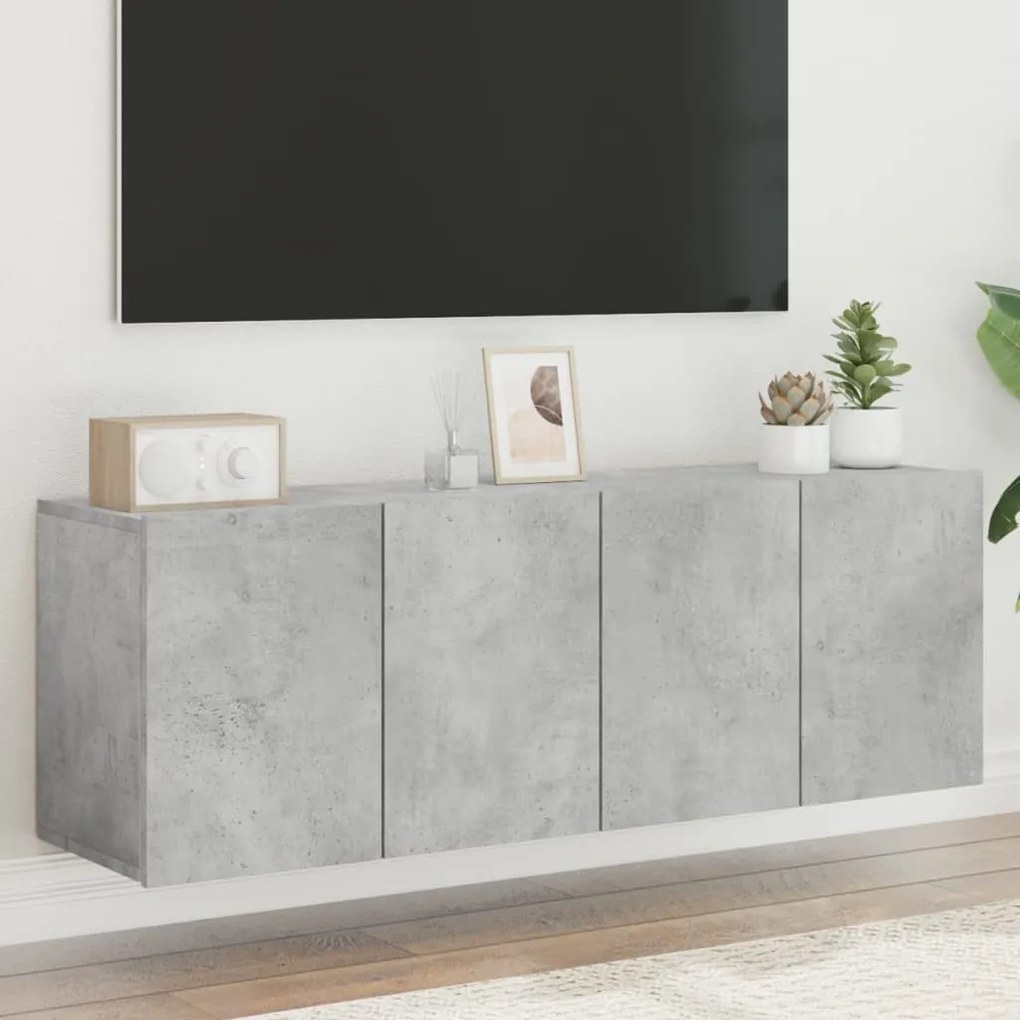 Mobili Tv A Parete 2pz Grigio Cemento 60x30x41 Cm /