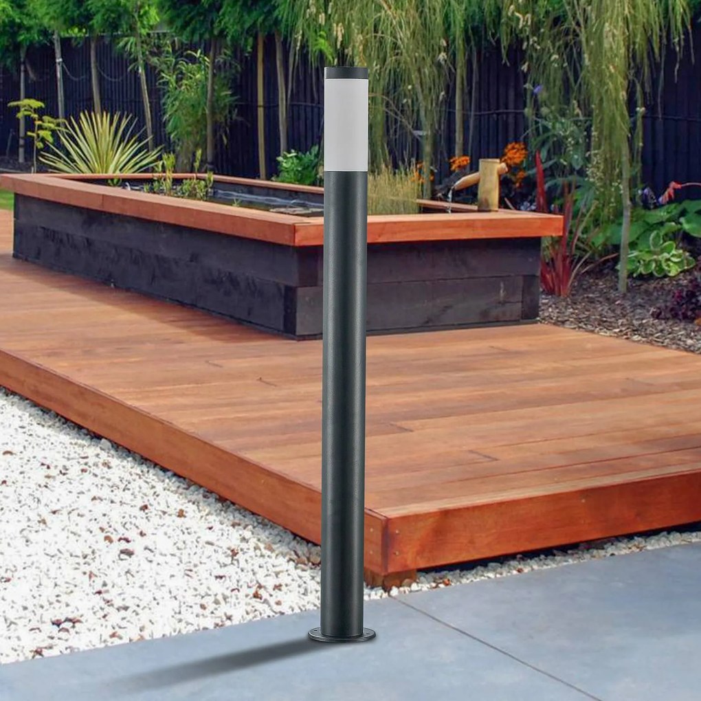 Lindby Lampione Statius, antracite/opale, ferro, 100 cm Statius, Nero, Metallo, Moderno