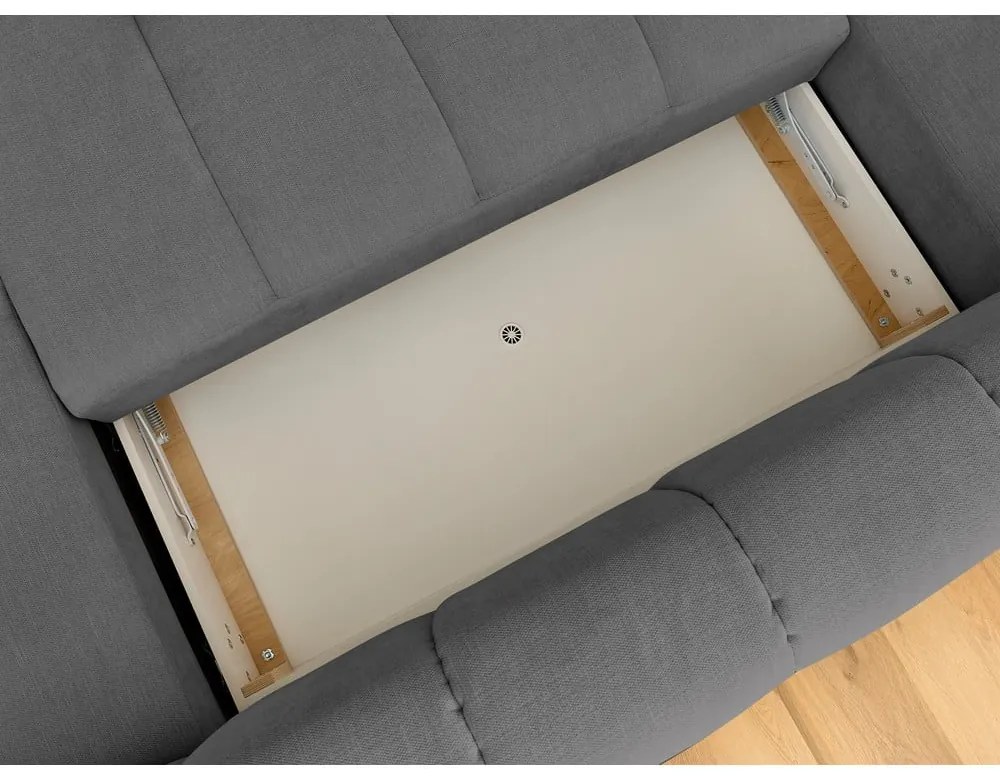 Divano angolare grigio scuro allungabile e con contenitore (penisola a sinistra/a U) Fuji – Bobochic Paris