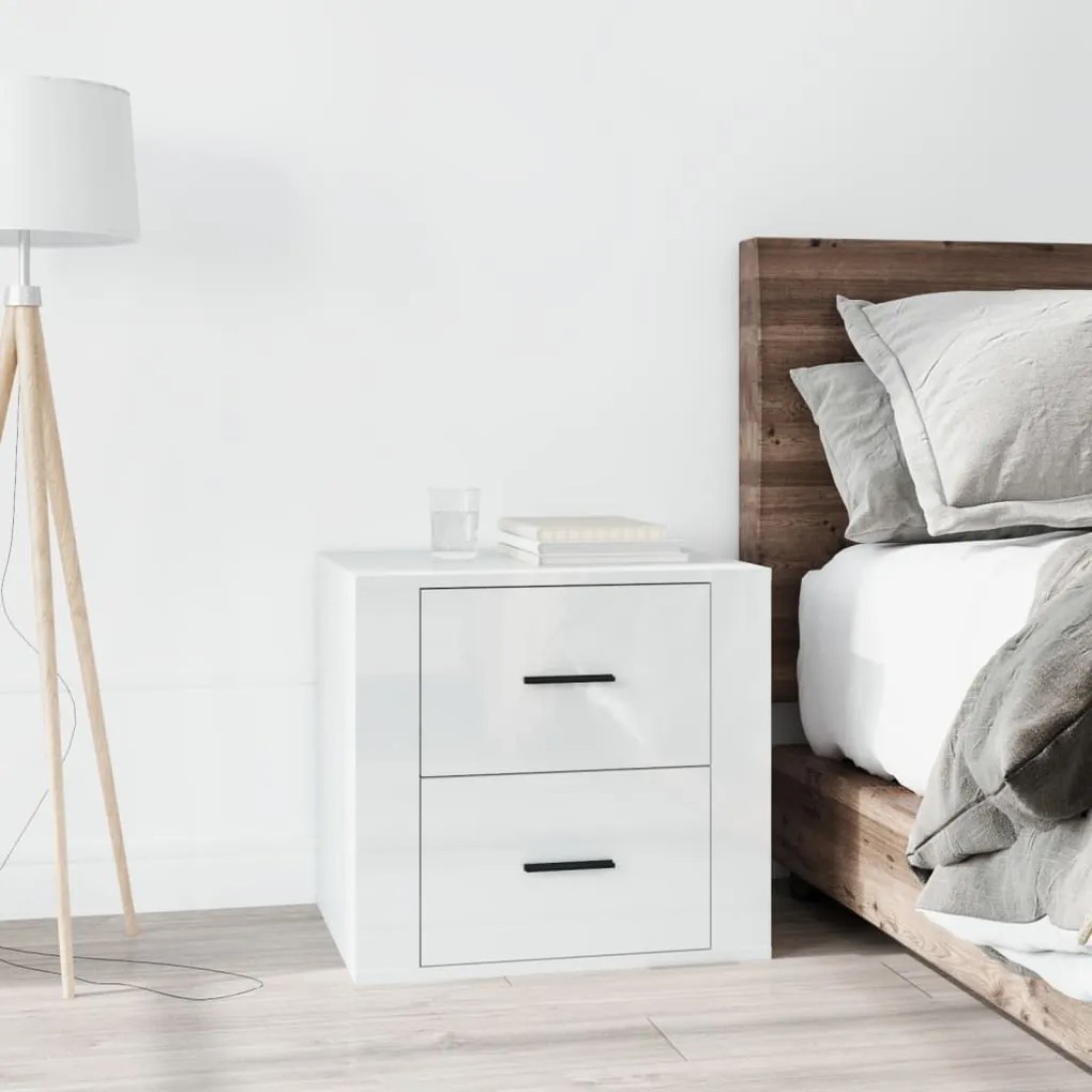 Comodino Bianco Lucido 50x39x47 Cm /