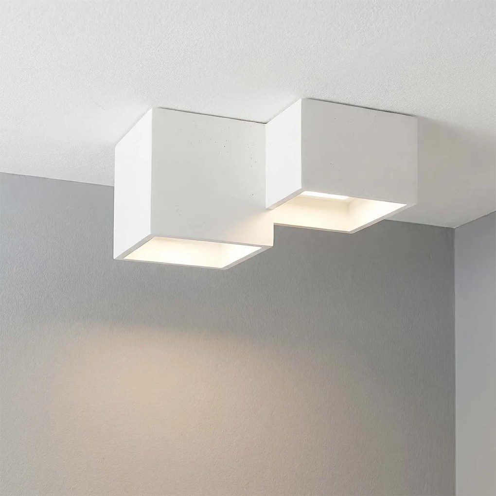 Plafoniera Quadrata da Soffitto 2xGX53 in Gesso - Serie ESSENZA