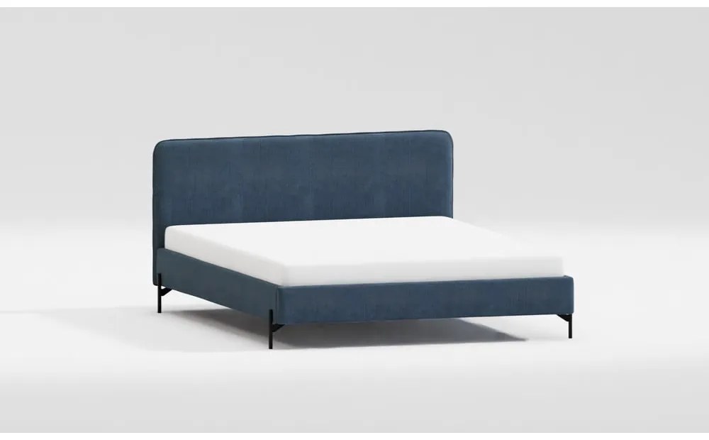 Letto matrimoniale imbottito blu scuro con griglia 180x200 cm Barker - Ropez