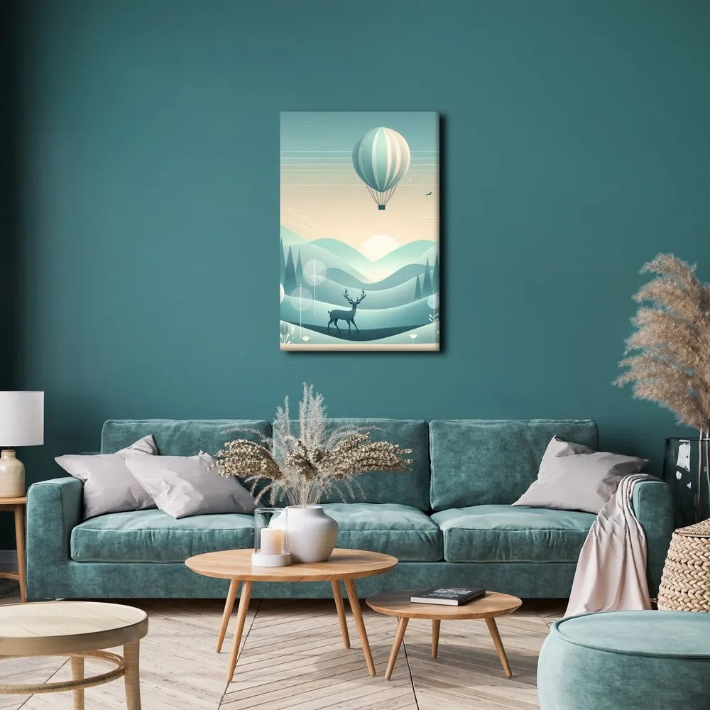 Quadro su tela – Cervo in paesaggio blu