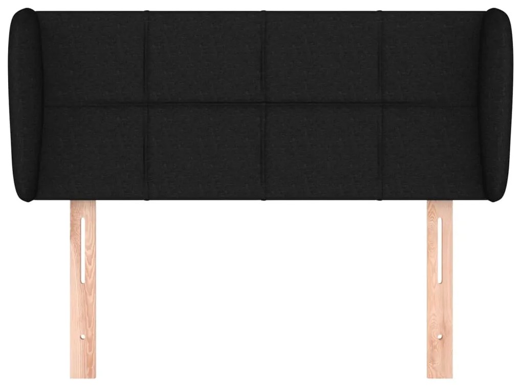 Testiera ad orecchio nera 93x23x78/88 cm in tessuto