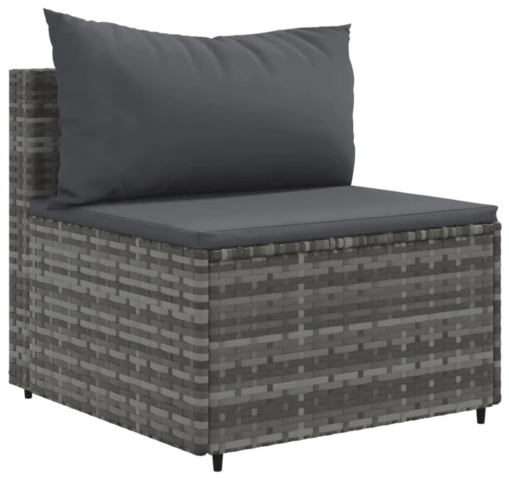 Set divani da giardino 7 pz con cuscini in polyrattan grigio