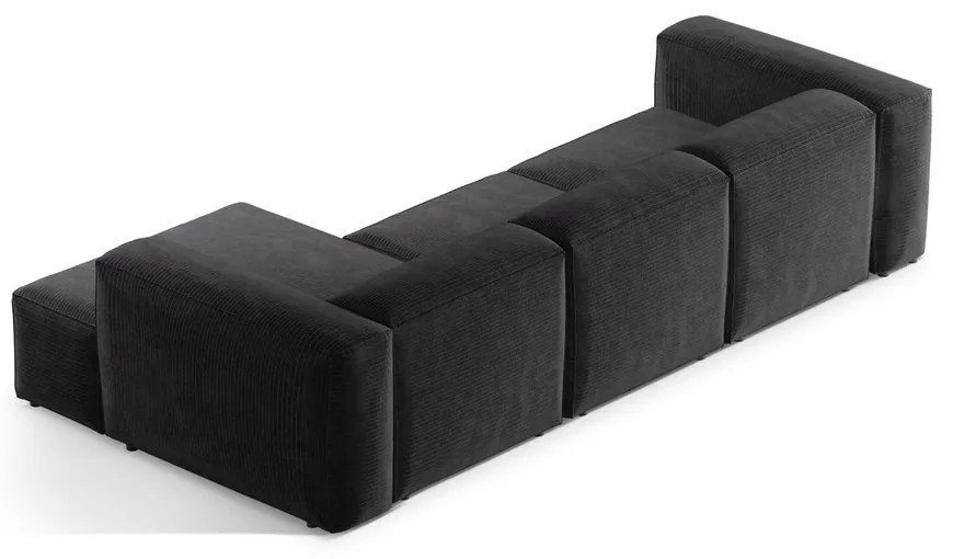 Divano angolare grigio scuro (con penisola a destra/con chaise lounge) con rivestimento in velluto a coste Bergamo – Cosmopolitan Design