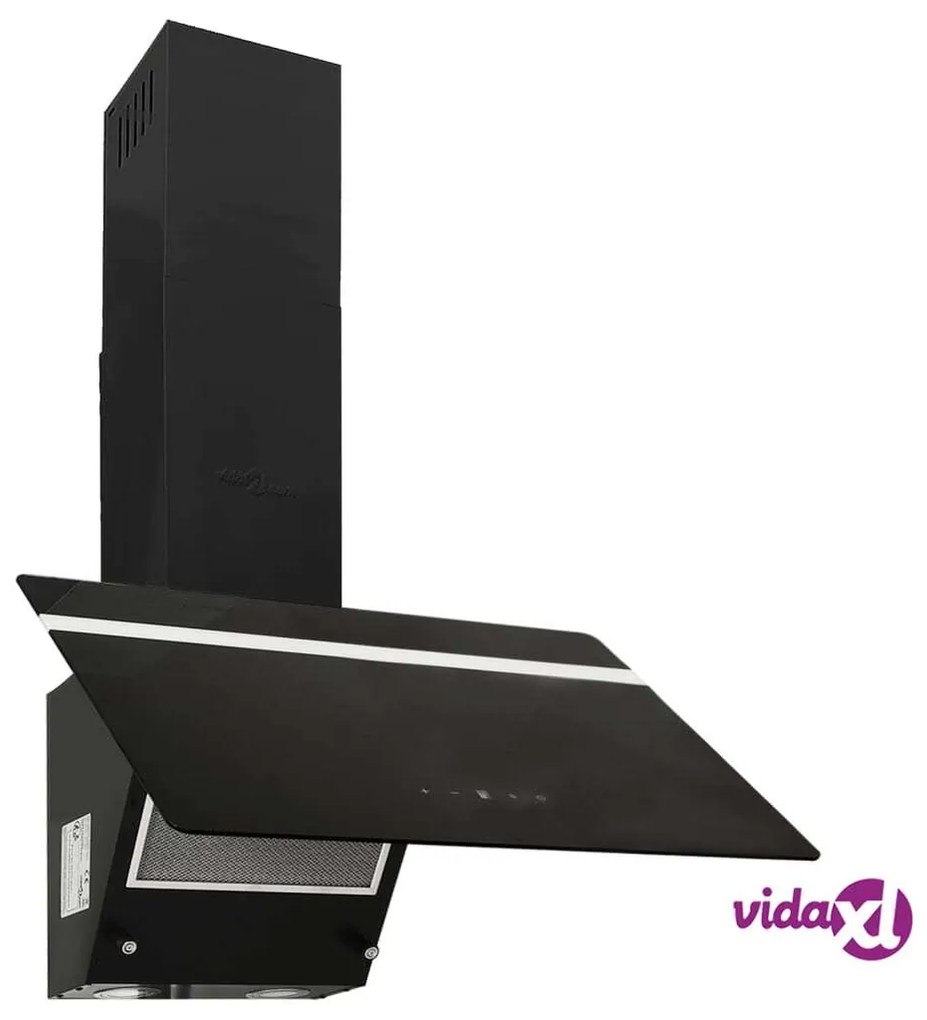 vidaXL Cappa a Parete 60 cm in Acciaio e Vetro Temperato Nero