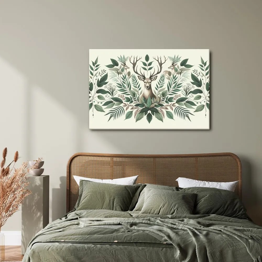Quadro su tela – Cervo con corona di rami