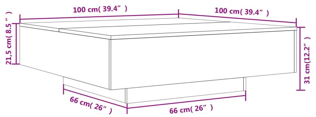 Tavolino da Salotto Bianco 100x100x31 cm in Legno Multistrato