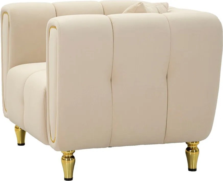 Poltrona color crema con poggioli/con gambe con rivestimento in velluto Alma – Mauro Ferretti