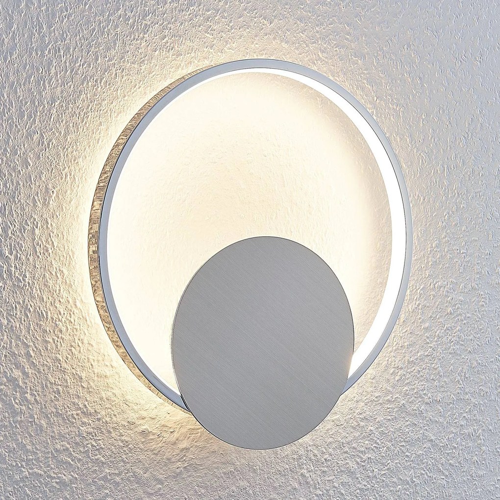 Lindby Applique a LED Anays, Ø 32 cm, cromo/chiaro, plastica