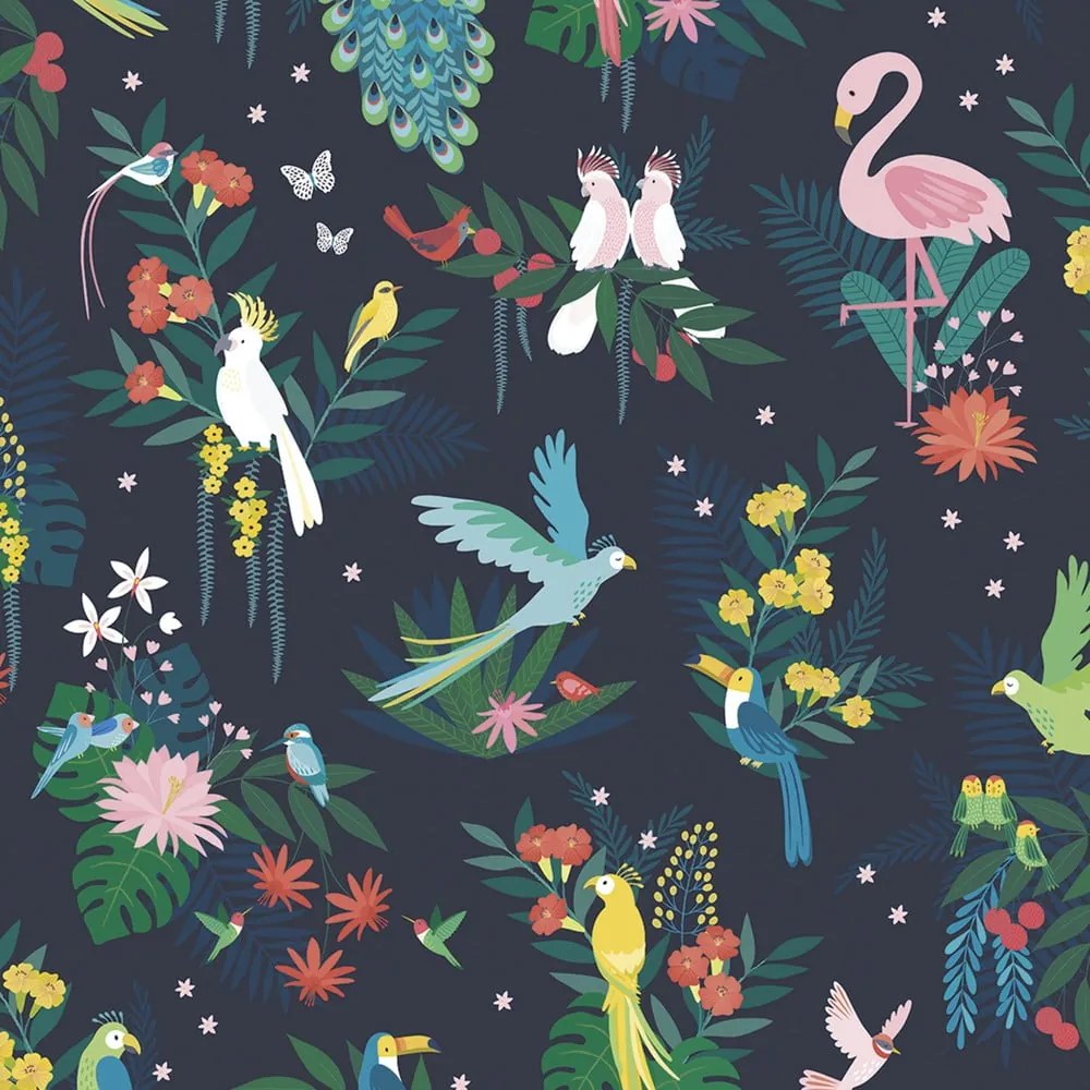 Carta da parati per bambini 10 m x 50 cm Birds Carnival - Lilipinso