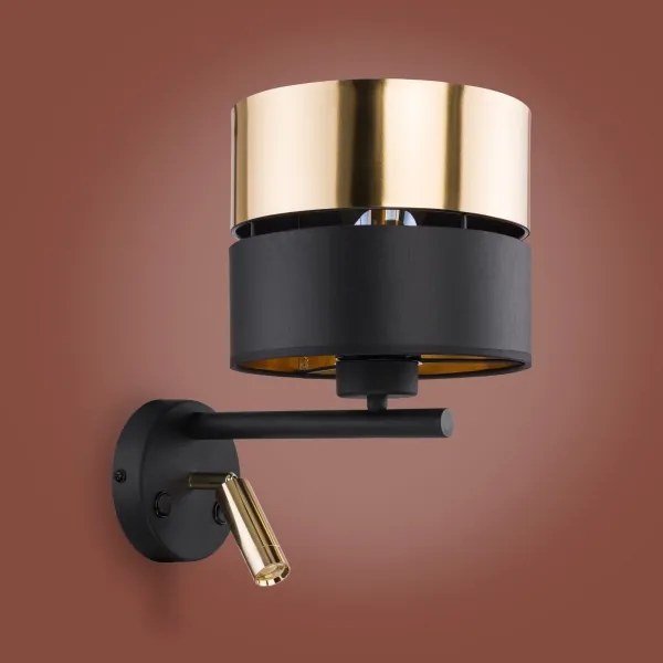 Lampada da parete LED HILTON 1xE27/15W/230V + LED/3W/230V ottone/nero