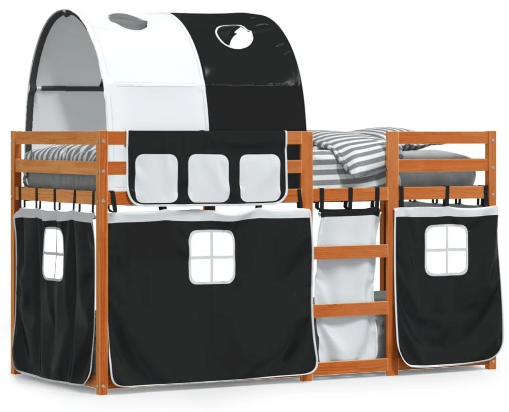 Letto A Castello Senza Materasso Bianco E Nero 90x200cm İn Pino /
