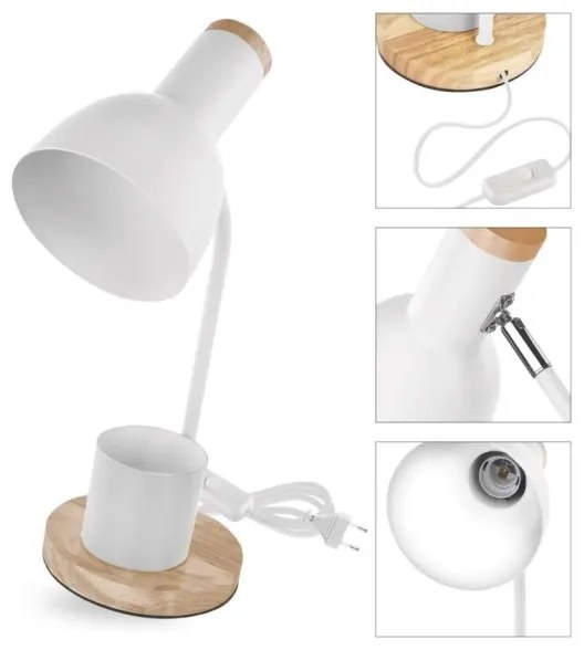 Lampada da tavolo POPPY 1xE27/25W/230V bianca