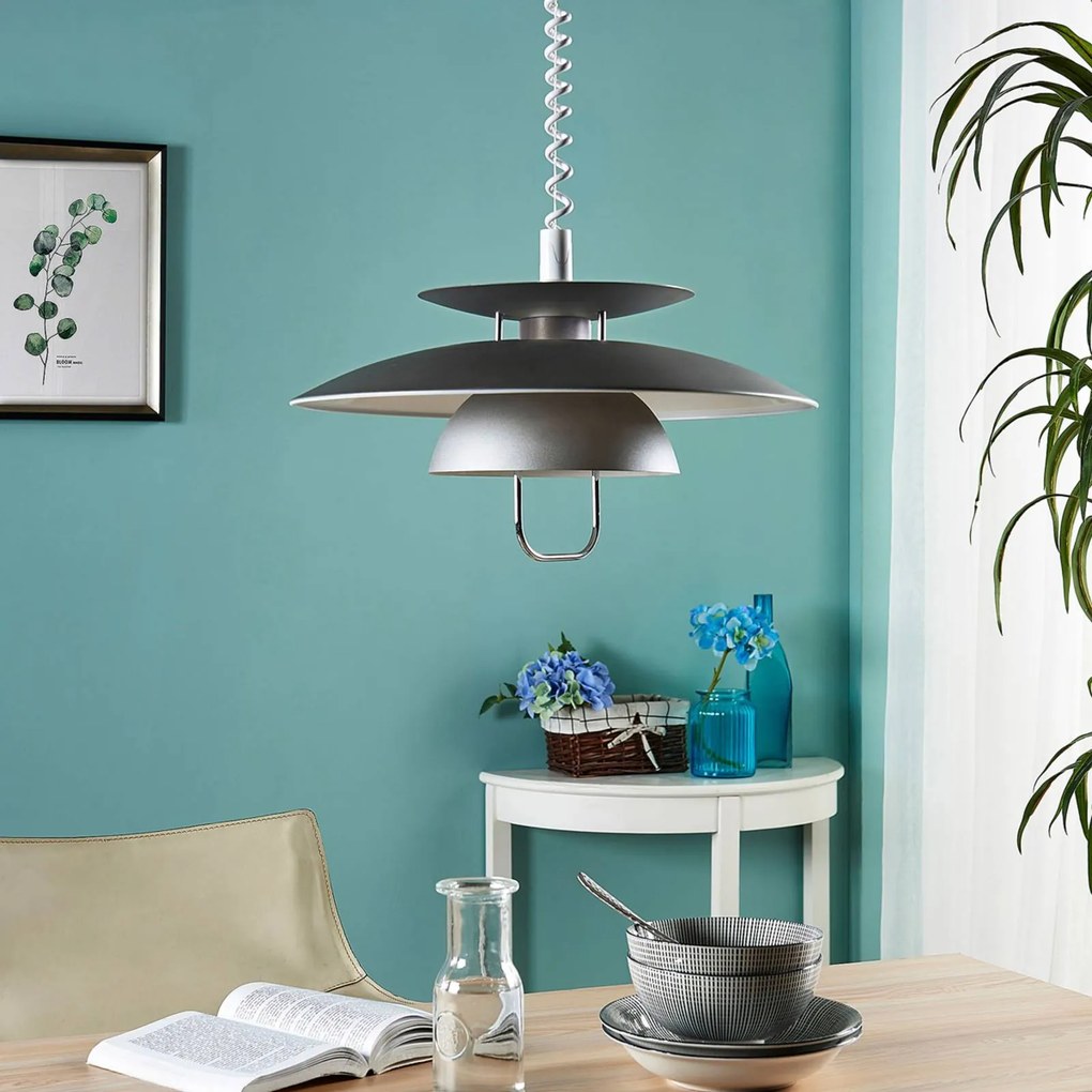 Lampada a sospensione Nadija Lindby, dimmerabile, Alluminio / Grigio / Zincato, Cucina, Metallo, Scandinavo, Lampada a sospensione