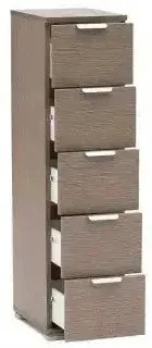 Cassettiera 5 Cassetti Rovere Grigio - Dimensioni: cm 27 x 38 x 103 h