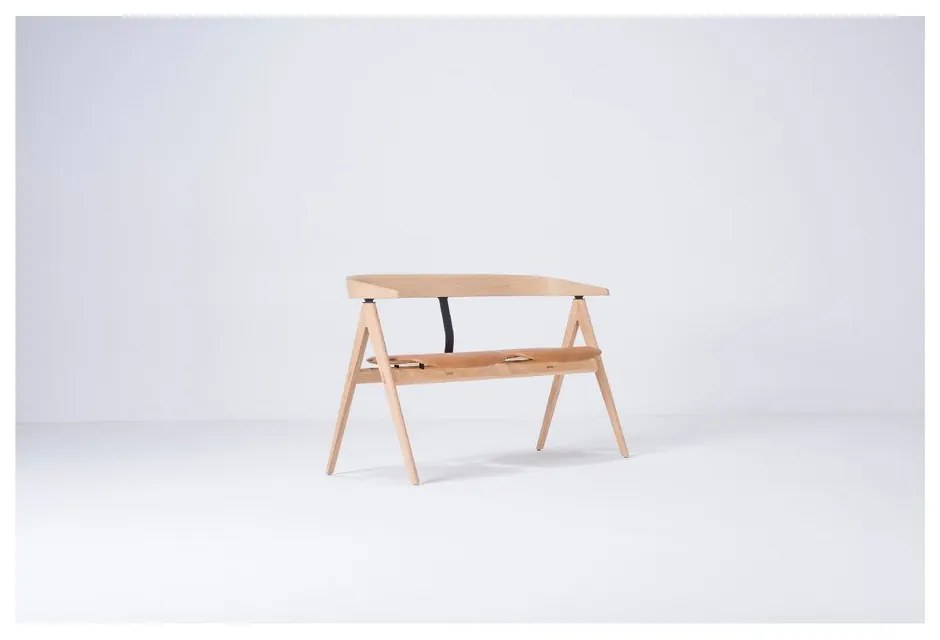 Panca in legno di quercia con seduta in pelle Ava - Gazzda