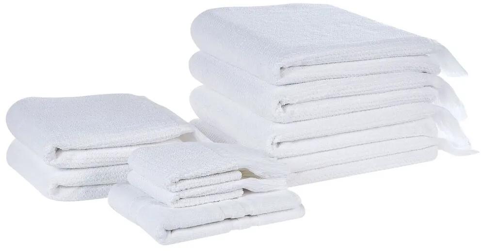 Set di 9 asciugamani cotone bianco ATIU Beliani