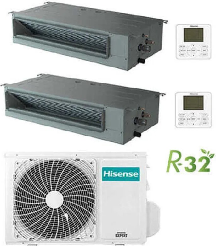 Climatizzatore Condizionatore Hisense Canalizzabile R32 Dual Split Inverter 9000 + 18000 btu con u.e. 3AMW52U4RJC Classe a++/a+