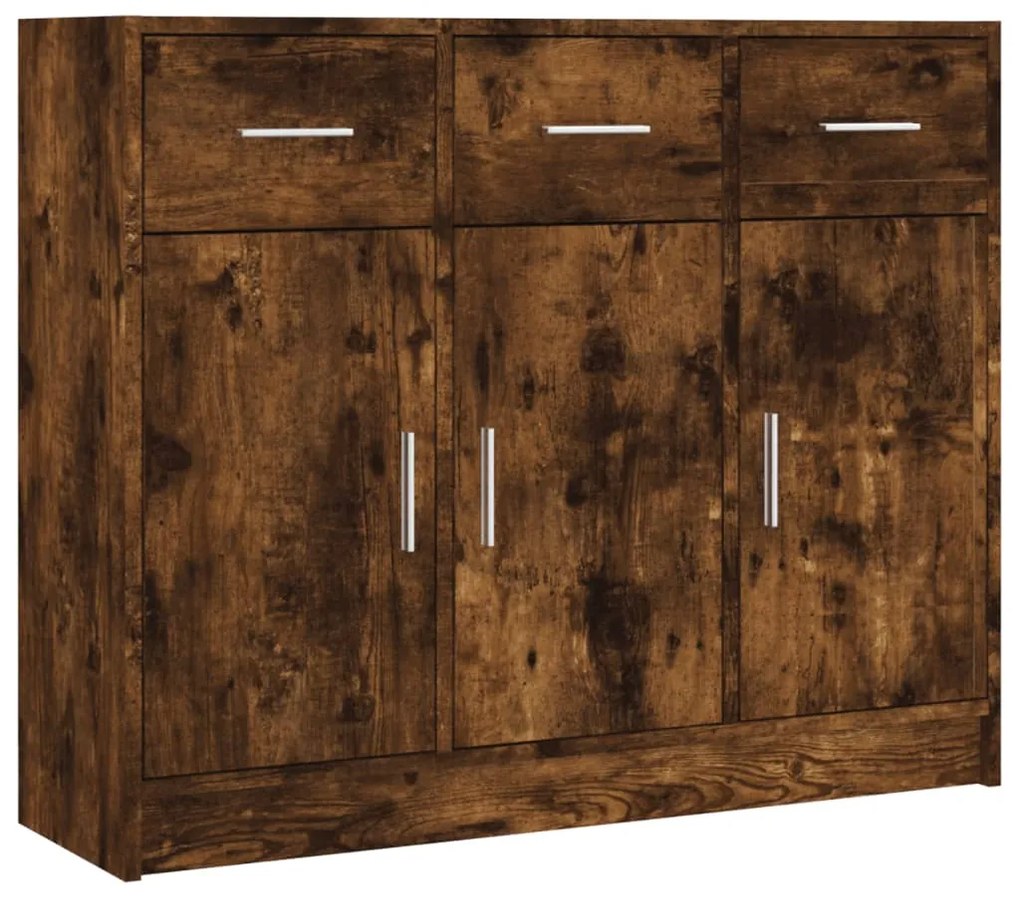 Credenza rovere fumo 91x28x75 cm in legno multistrato