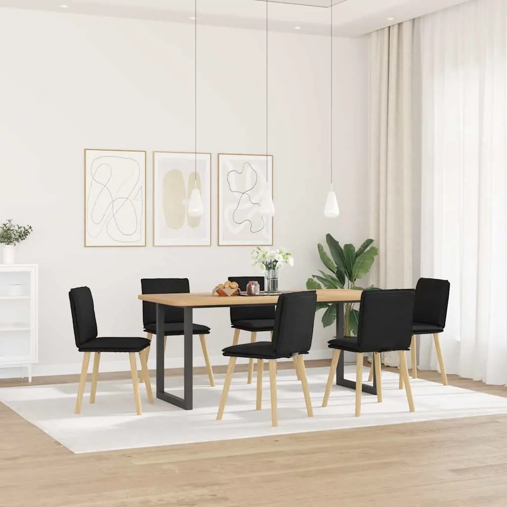 Sedie Da Pranzo 6 Pz Nere İn Tessuto /
