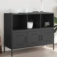 Credenza Nera 100,5x39x79 cm in Acciaio Laminato a Freddo 843090