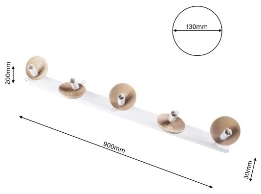 Lampadario a plafone SFERA WOOD 5xE14/40W/230V bianco